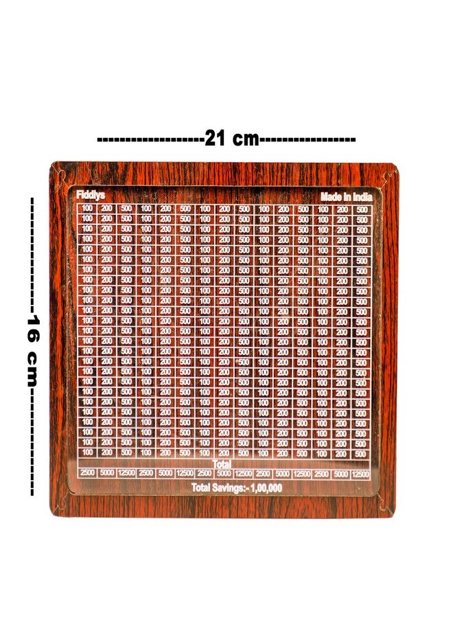 فيدلايز حصالة نقود خشبية من فيدليز، صندوق نقود للأطفال، صندوق تحدي الادخار، صندوق نقود، حصالة نقود خشبية (بني، 100,000 روبية) قابلة لإعادة الاستخدام/التبديل - Image 5